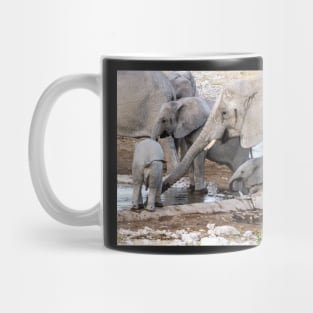 Elephants at the waterhole. Mug